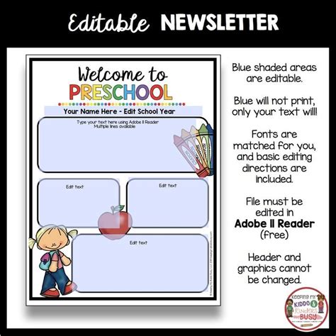 Welcome To Preschool Editable Newsletter Back To School Etsy