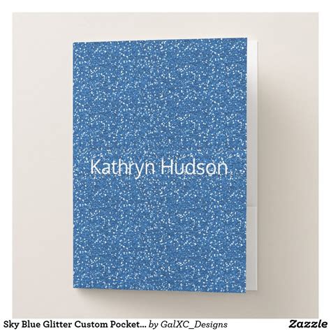 Sky Blue Glitter Custom Pocket Folder Custom Pocket