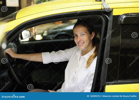 Portrait Of A Female Taxi Driver With Her New Cab Royalty Free Stock Image Image 14209576