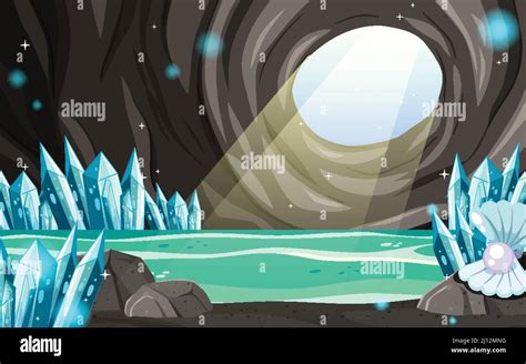 Inside Cave Landscape In Cartoon Style Illustration Stock Vector Image