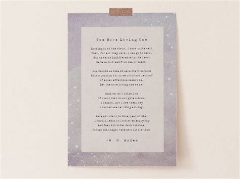 The More Loving One By W H Auden Poetry Print Etsy
