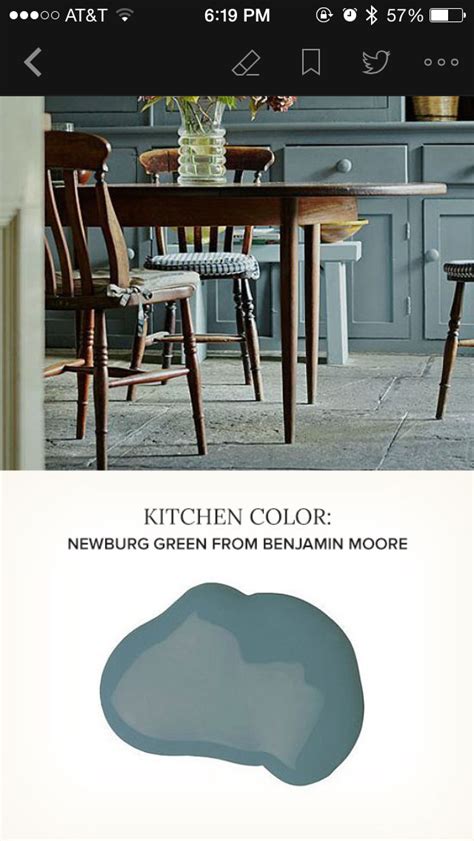 Below see gray owl (65.77) side by side with pure white (100): Newburg green from Benjamin Moore | Kitchen color
