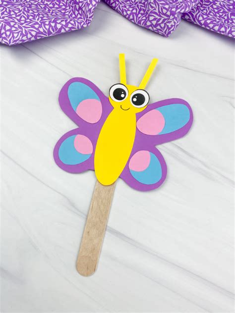 Butterfly Stick Puppet For Kids Free Template