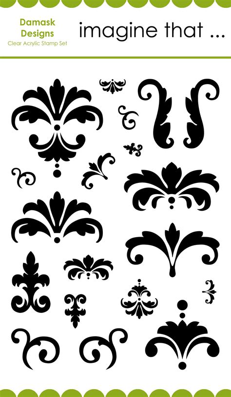 Imagine That Damask Designs Clear Stamps Damask Stencil