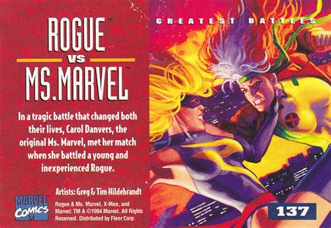 Rogue Vs Msmarvel 137 Marvel Comic 1995 Trading Card For Sale