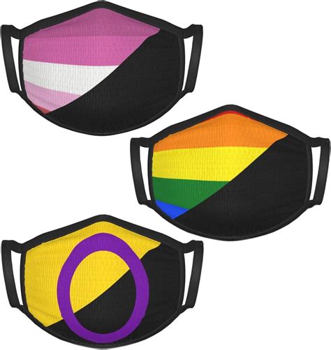 Gay Anarchist Flag 3 Pcs Mask Teenager Black Border Masks Reusable 2