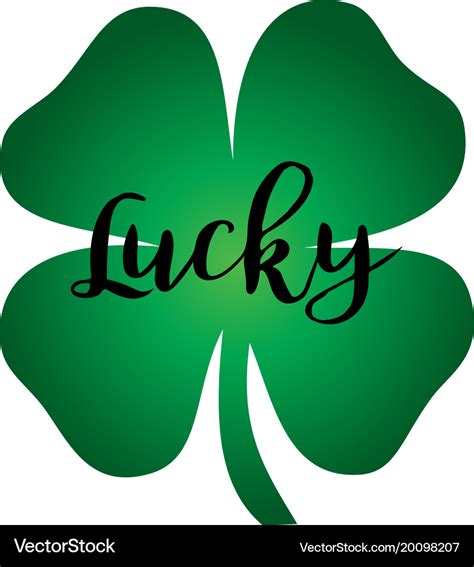 Lucky Calligraphy Graphic On Four Leaf Clover Vector Image