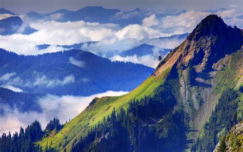 Mountain Tops Mixing With The Clouds Wallpaper Nature Wallpapers 52056