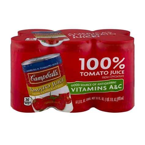 Campbells Tomato Juice From Concentrate 55oz Ea 6pk Garden Grocer