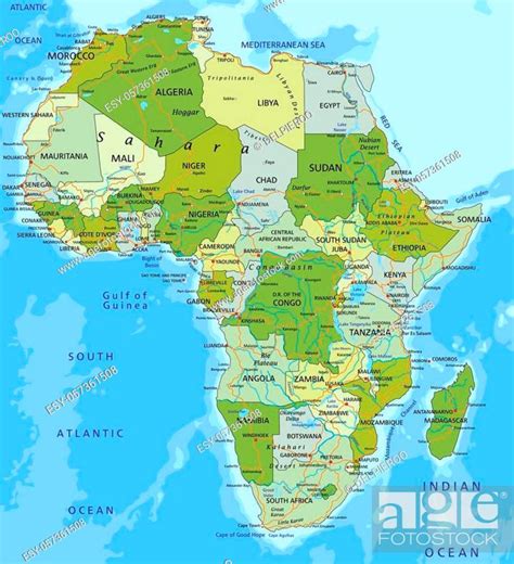 Highly Detailed Editable Political Map With Separated Layers Africa