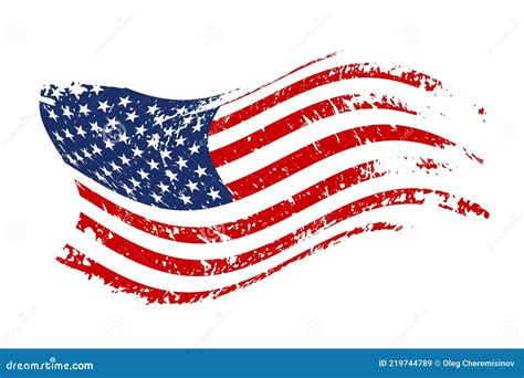Grunge Waving American Flag Isolated On White Background Scretched Usa