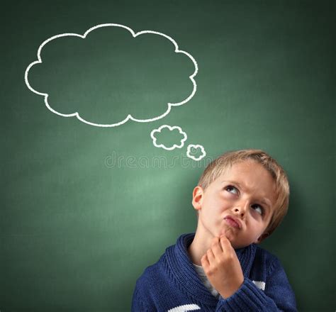 Thinking With Thought Bubble On Blackboard Stock Photo Image Of