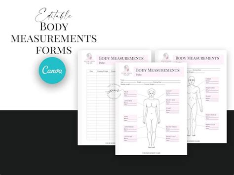 Body Measurement Chart Printable Fillable Body Measurements Etsy In Images