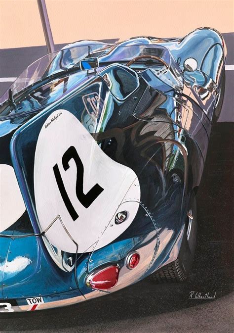 Jaguar D Type At Goodwood Painting By Richard Wheatland Auto Racing Art