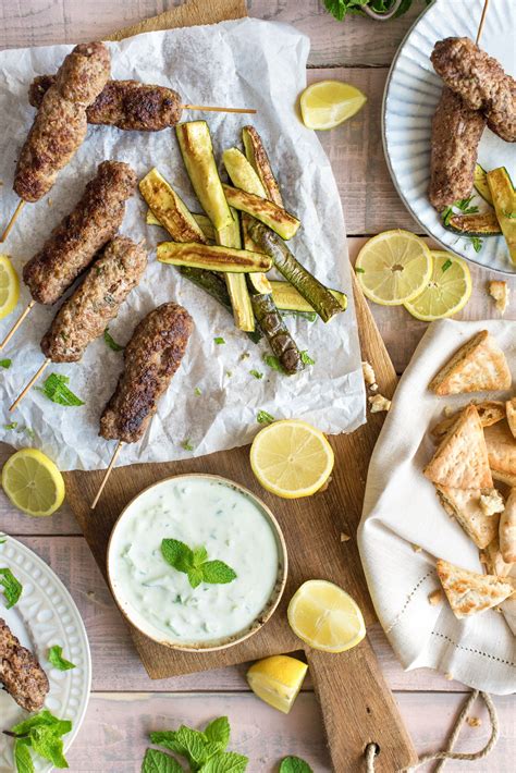 Greek Gyro Skewers With Roasted Zucchini Baked Pita Chips And