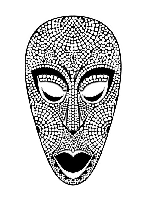 African Mask Africa Adult Coloring Pages Page 2