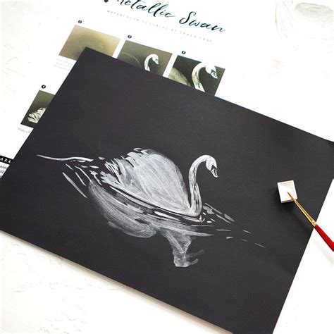 Metallic Swan Watercolor Kit Black Paper Drawing Watercolor Kit
