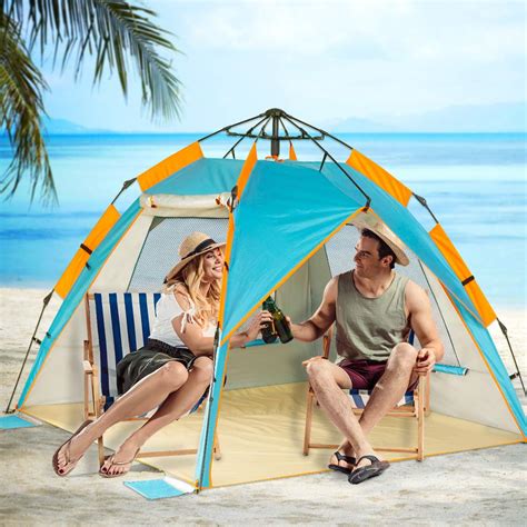 2 4 Person Beach Tent Sun Shelter Portable Sun Shade Instant Tents For Beach With Carrying Bag