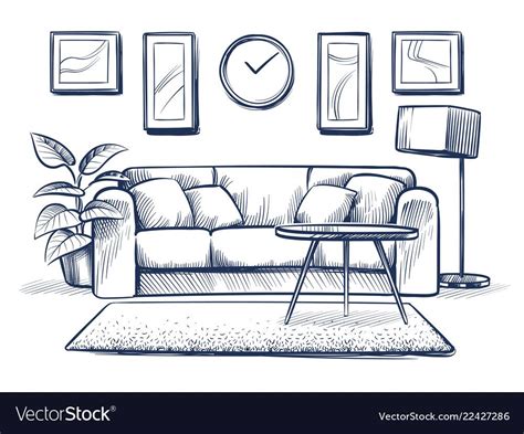 Sofa Drawing Drawing Furniture House Drawing House Design Drawing