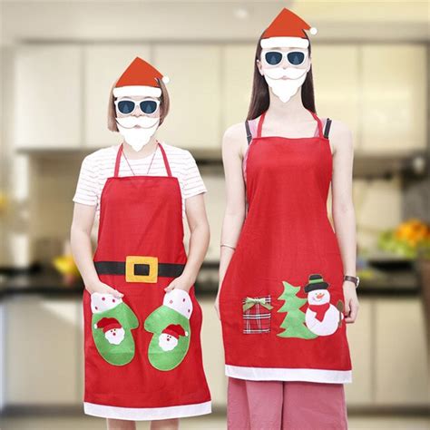Christmas Aprons Xmas Decoration Aprons For Adults Women And Men Dinner Party Cooking Apron