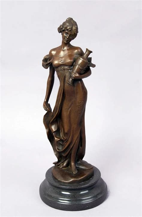 Modern Classical Metal Bronze Beauty Women With Vase Statue Figurines Sculpture For Home