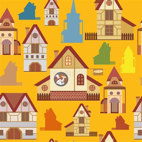 Seamless Pattern With Houses Stock Vector Illustration Of