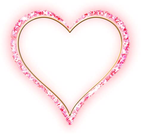 Pink Diamond Transparent Frame Gold Heart