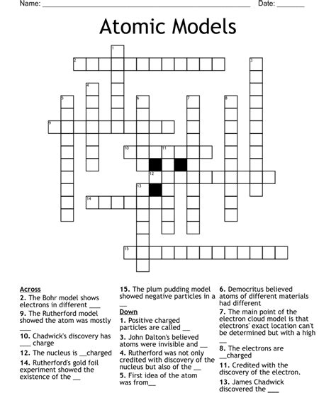 The Atom And Atomic Theory Scientists Crossword Wordmint