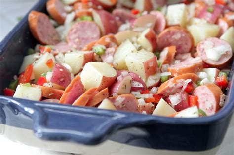Layer potatoes, smoked sausage and cheese sauce in prepared slow cooker insert. 10 Best Smoked Sausage Potato Bake Recipes