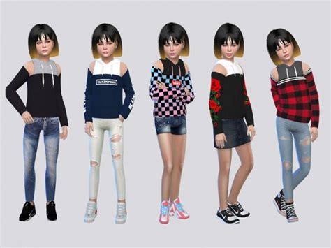 Caldwell Offshoulder Hoodies By Mclaynesims At Tsr Sims 4 Updates