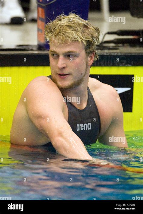 German Swimmer Steffen Deibler Cheers After His Victory In The Mens