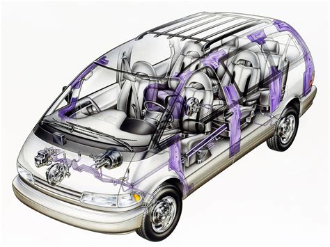 Toyota Previa 1991 Cutaway Drawing In High Quality