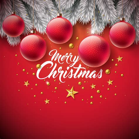 Merry Christmas Illustration With Ornamental Ball Typography Letter