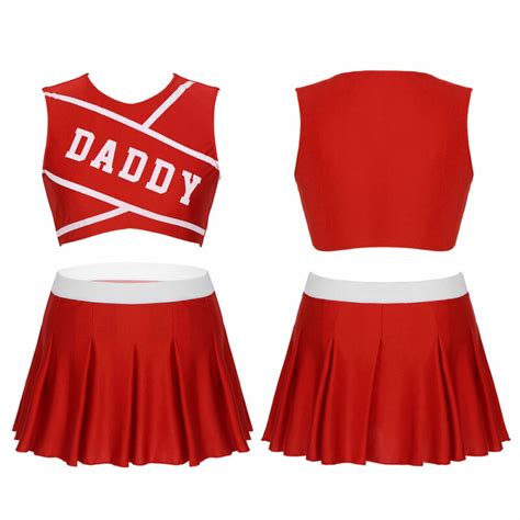 Daddys Girl Sexy Charming Costume Cheerleader Fancy Dress Outfit Skirt