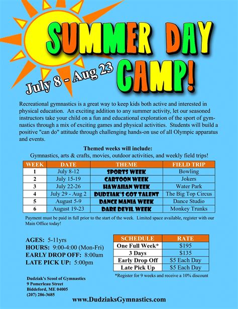 Summer Camp Schedule Template
