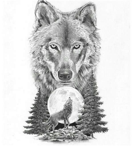 Wolf On Moon Tattoo Design Wolf And Moon Tattoo Wolf Tattoo Wolf