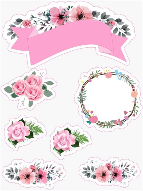 Topper De Bolo Floral Floral Stickers Birthday Cake Topper Printable