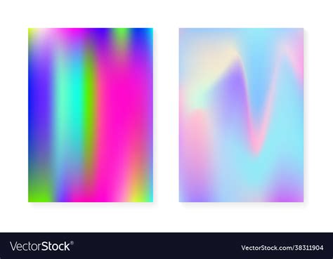 Hologram Gradient Background Set With Holographic Vector Image