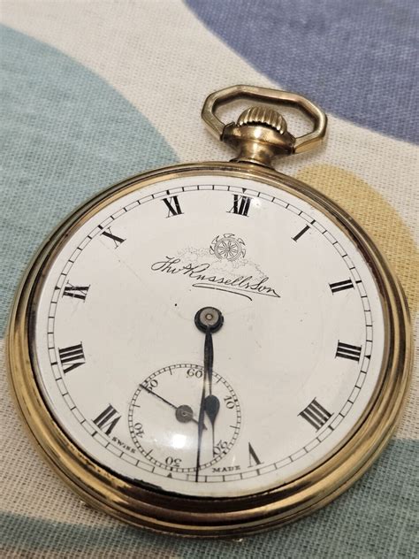 thos russell and son gold plated pocket watch manual wind ebay