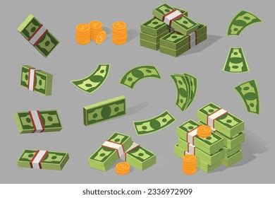 Dollars Flat Vector Illustration Set Stacks Stock Vector Royalty Free Shutterstock
