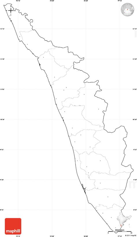 Blank Simple Map Of Kerala Cropped Outside No Labels