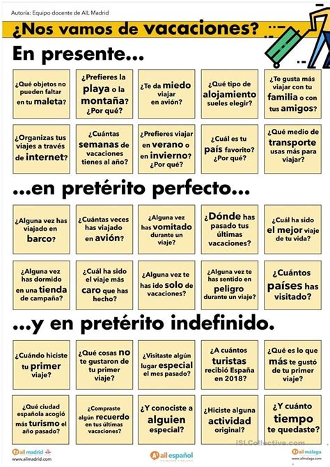 Actividad De Español Para Practicar El Contraste Entre El Presente Y El