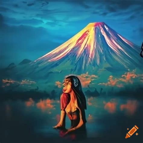 Illustration Of The Legend Of Mayon Volcano On Craiyon