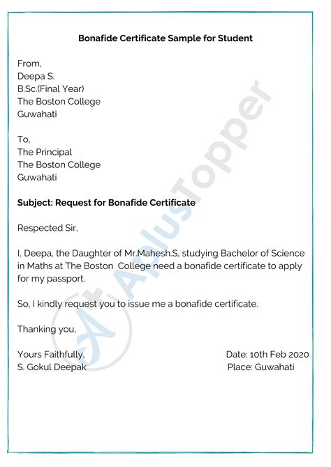 A bonafide certificate letter is written along with the certificate application. Application for Bonafide Certificate | Application Process ...