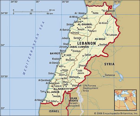 Lebanon Political Map With Capital Beirut National Bo