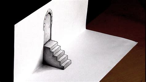 You can practice drawing in perspective by generating tasks for you to draw. 3D DRAWING of a Door and Steps || Optical Illusions ...