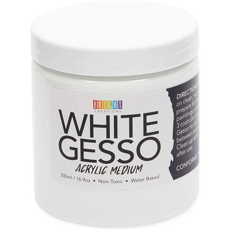 17oz White Gesso Canvas Primer For Painting Acrylic Paint Medium For