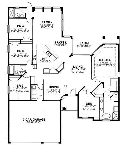 House Floor Plans 1 Story Contemporary Single Story Mediterranean