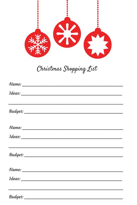 Best Printable Christmas Shopping List PDF For Free At Printablee