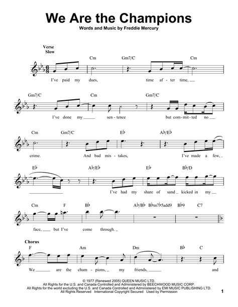 Learn we are the champions faster with songsterr plus plan! We Are The Champions Sheet Music | Queen | Pro Vocal